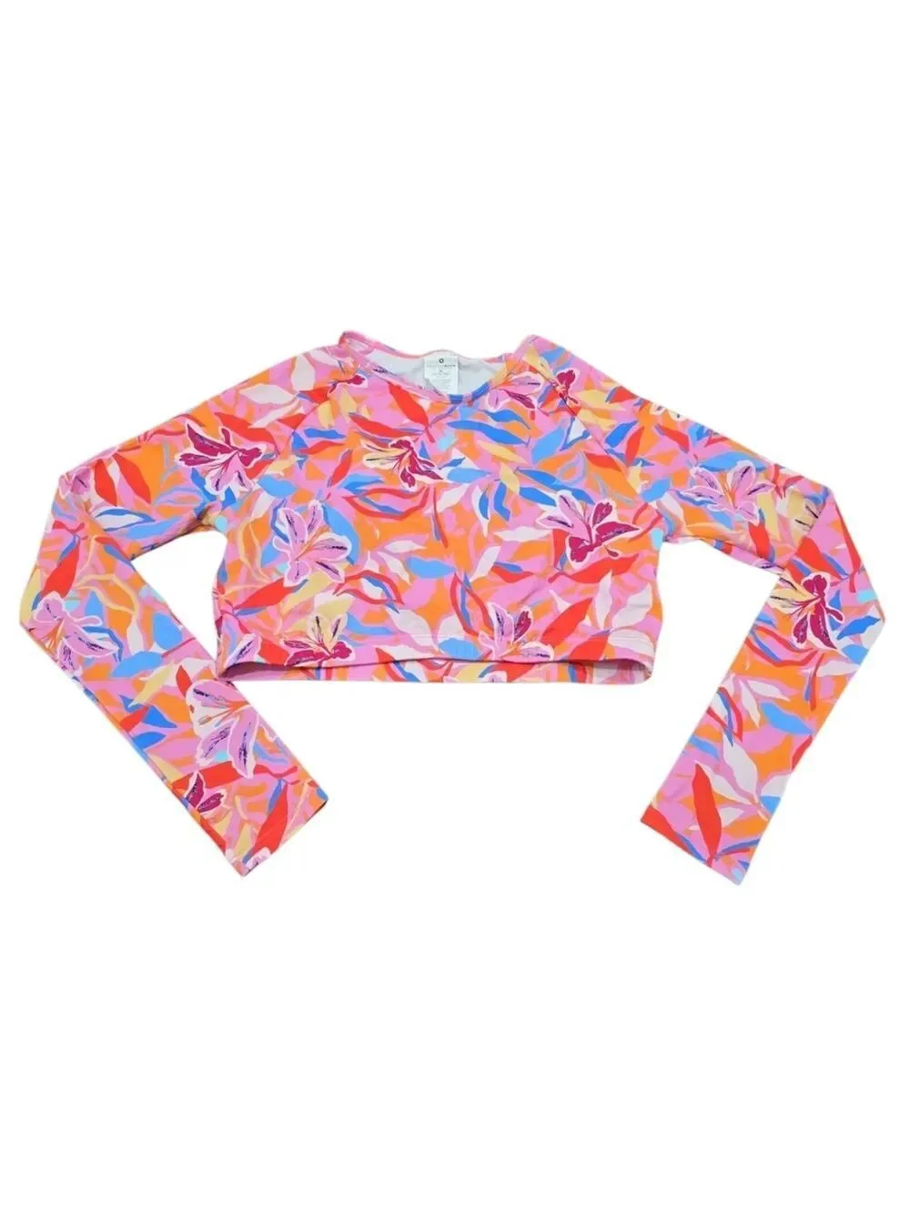 NWOT Snapper Rock Blooming Sunset Sustainable Crop Long Sleeve Rash Top Sz 16